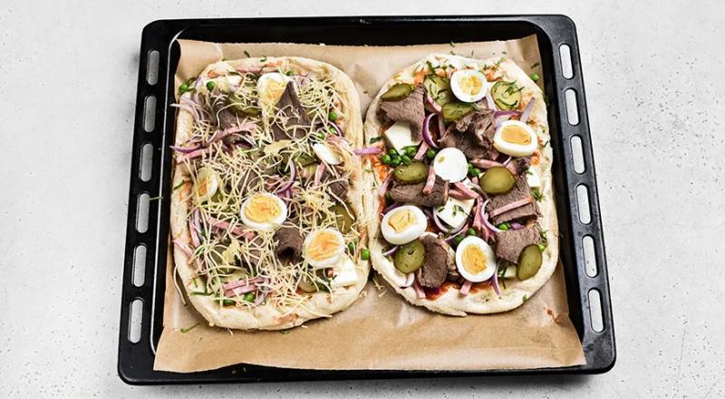 Пицца &laquo;Оливье&raquo;, пошаговый рецепт с фото на 913 ккал