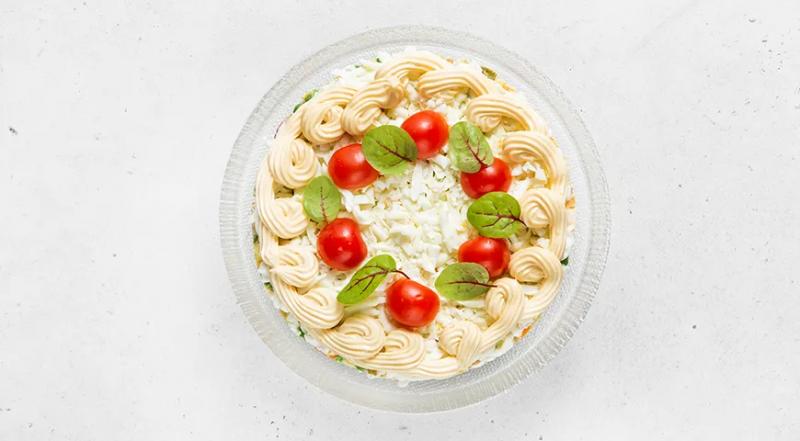 Торт «Оливье», пошаговый рецепт с фото на 460 ккал