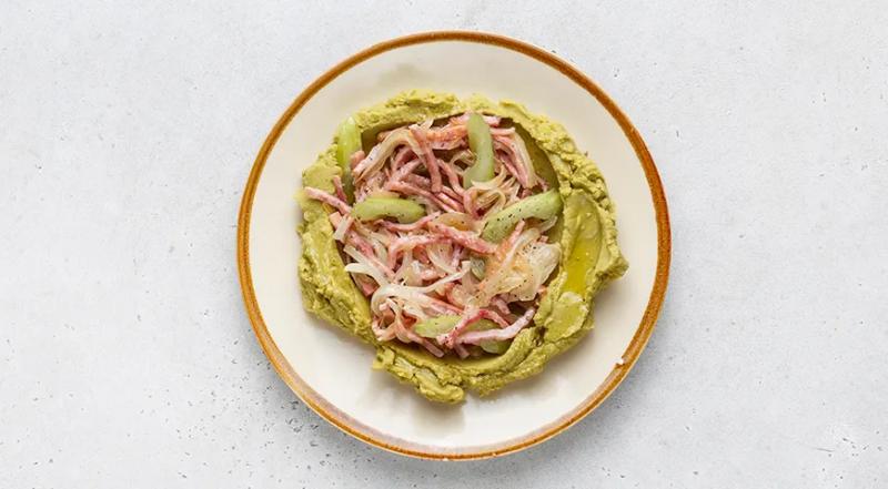 Гороховое пюре с колбасой, пошаговый рецепт с фото на 729 ккал