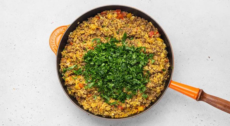 Булгур с фаршем на сковороде, пошаговый рецепт с фото на 470 ккал