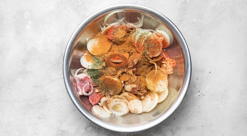 Шашлык с картошкой в духовке, пошаговый рецепт с фото на 448 ккал